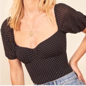 Reformation Black Polka Dot Women's Top